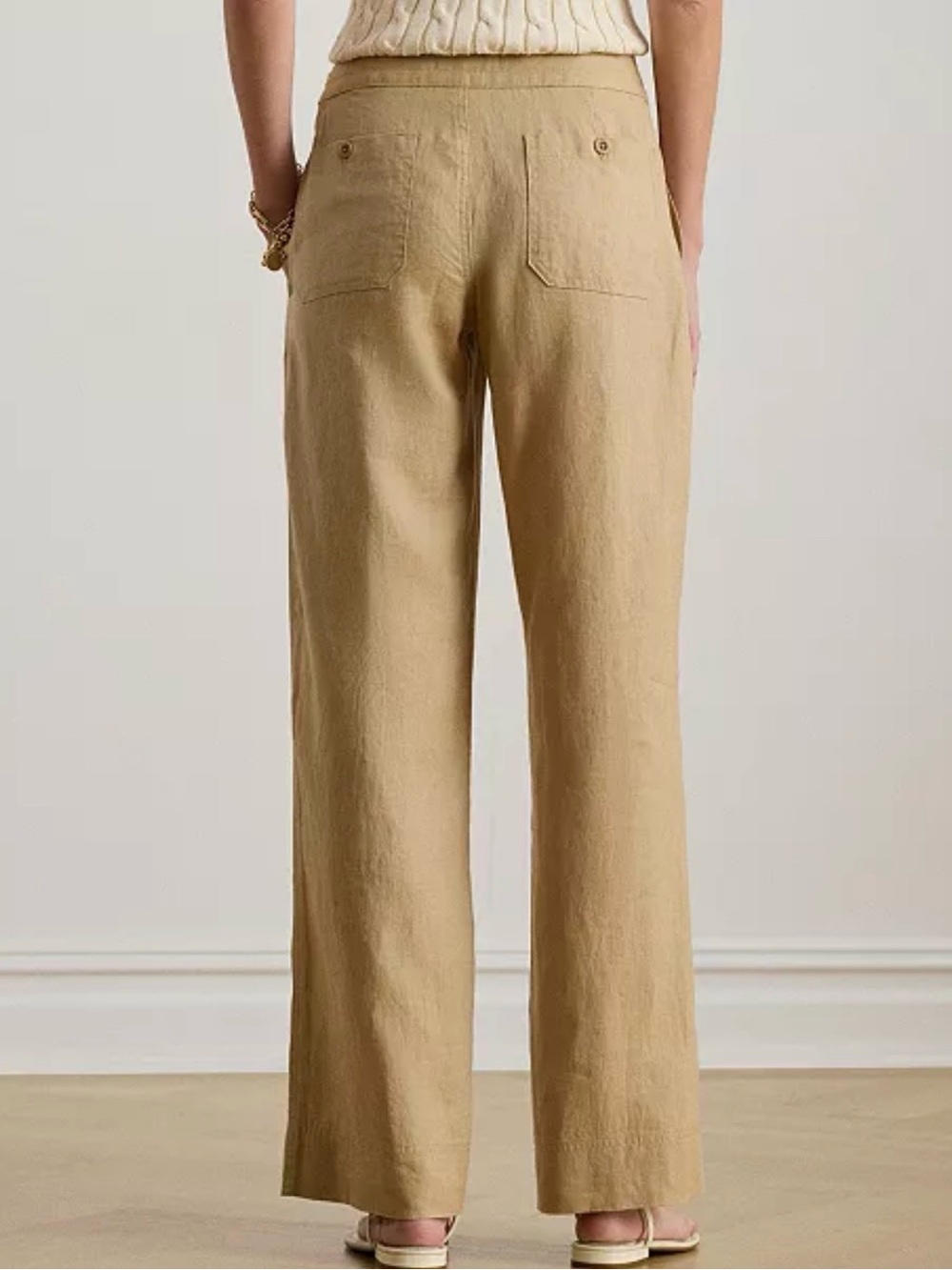 Ralph Lauren Relaxed Drawstring Wide-Leg Pants - Tan - Picture 2 of 8